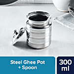 bb home Ghee Pot - Stainless Steel, High-Quality, Durable, Silver 300 ml (1 pc)