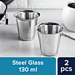 bb home Rampatra Coffee/Tea Glass - Stainless Steel, Silver 130 ml (Set of 2)