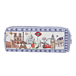 DP Blue Printed Pencil Pouch - PU, BB1284BLU 1 pc