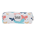 DP White Printed Pencil Pouch - PU, BB1285WHT 1 pc