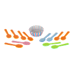 DP Cupcake Moulds & Spoons - Cake Print, Paper, BB1343 25 pcs + 12 pcs