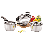 Neelam Stainless Steel Cookware Set - Kadhai, Tope & Sauce Pan 3 pcs