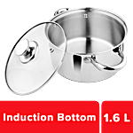 Vinayak Steel Casserole Cook N Serve Induction Bottom With Glass Lid - 16 cm 1.6 L