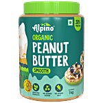 Alpino Organic Peanut Butter Smooth - Unsweetened/Gluten Free/Non-GMO/Vegan 1 kg Jar
