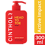 Cinthol Head To Toe Wash - Active Impact, Cleanses Hair, Face & Body 300 ml 