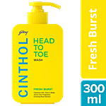 Cinthol Head To Toe Wash - Fresh Burst, Cleanses Hair, Face & Body 300 ml 
