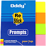 Oddy Prompt Sticky Notes - Paper Flags, 25 mm x 75 mm, 4 Colours 200 pcs
