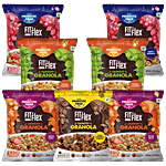 Fit & Flex Crunchy Granola - Variety Pack, With Immunity Booster, Breakfast Cereal 22 g (Pack of 6, Get 1 Free)