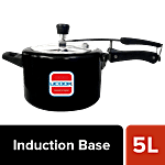 Ucook Hard Anodised Aluminium Steel Inner Lid Pressure Cooker - Induction Base, Black 5 L