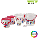 Aristo Dyna Printed Plastic Bathroom Set Deluxe - Assorted Colour 6 pcs