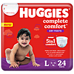 Huggies Complete Comfort Dry Pants Large (L) Size Baby Diaper Pants,with 5 in 1 Comfort 24 pcs