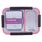 Tedemei Plastic & Stainless Steel Lunch Box/Tiffin Box - Leak Proof, Pink 750 ml