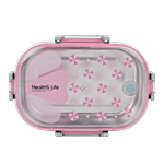 Tedemei Plastic & Stainless Steel Lunch Box/Tiffin Box - Leak Proof, Pink 710 ml