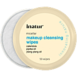 Inatur Micellar Makeup Cleansing Wipes - With Calendula, Jojoba Oil, Ylang Ylang Oil 50 pcs 