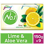 Godrej No.1 No.1 Bathing Soap - Lime & Aloe Vera 150 g (Pack of 9)