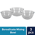 bb home Glass Borosilicate Mixing Bowl Set 3 pcs (800 ml + 1.05 l + 1.6 l)