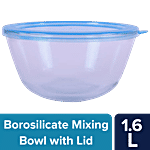 bb home Glass Mixing Bowl With Lid - Borosilicate, Blue 1.6 L
