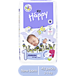 Bella baby Happy Diapers - 1 Newborn, 2-5 kg, Flexi Fit, Wetness Indicator 42 pcs 