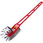 Liao Toilet Cleaning Brush - Plastic Handle, Nylon Bristles, Double Sided Hockey, Red 1 pc