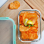 BB Home Borosilicate Glass Rectangular Container With Lid - Green 630 ml