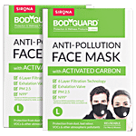 Bodyguard Reusable Anti Pollution Face Mask - With Activated Carbon, N99 + PM2.5, Large 2 pcs