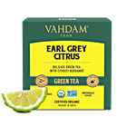 VAHDAM Green Tea - Organic Earl Grey Citrus Long Leaf 30 g (15 Pyramid Bags x 2 g each)