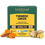 Vahdam Organic Turmeric Ginger Herbal Tea Bags - Unique Flavour 30 g (15 Pyramid Bags x 2 g each)
