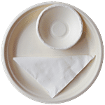 VC Biodegradable Eco Friendly Disposable Round Plate Bowl Spoon Tissue Paper Set 12 pcs