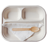 VC Biodegradable Eco Friendly Disposable Square Plate Spoon Tissue paper Set 12 pcs