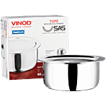 Vinod Platinum Triply Stainless Steel Patila/Tope - Induction Base, With Lid, 22 cm 4.7 L 