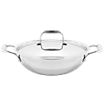 Vinod Platinum Triply Stainless Steel Induction Base Extra Deep Kadhai With Lid - 22 cm 2.4 L