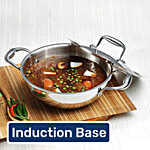 Vinod Vinod Platinum Triply Kadai With Lid - 24 cm, Stainless Steel, Silver, Induction 3.2 L