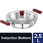 Hawkins Stainless Steel Tri-Ply Deep-Fry Pan/Kadhai With Glass Lid - 26 cm, SSD25G 2.5 L