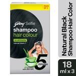 Godrej Selfie  5 Minute Shampoo Hair Colour 18 ml Natural Black  (Pack of 3)