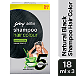 Godrej Selfie  5 Minute Shampoo Hair Colour 18 ml Natural Black  (Pack of 3)
