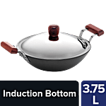 Hawkins Futura Hard Anodised Deep Fry Pan/Kadai With Steel Lid IAD375S 3.75 L