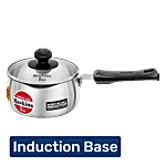 Hawkins Stainless Steel Tpan/Sauce Pan With Glass Lid - Induction Base, Ezee-Pour, 4.7 mm, Plastic Handle, SST10G 1 L