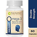 Pure Nutrition Omega 3 Double Strength Marine Fish Oil Capsules For Brain, Heart & Eye Health 60 pcs