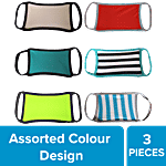 KNM Reusable Face Mask - 2 Ply, Cotton, Assorted Colour 21.5 X 11 cm (Pack of 3)