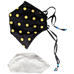 Smiley-Quick Dry Anti Viral Face Mask With 2 Filters - Black ith Smiley Print 1 pc