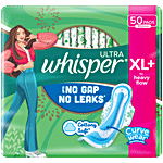 Whisper Ultra Upto No Gap No Leaks Sanitary Pads For Heavy Flow - XL+ 50 pcs