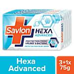 Savlon Hexa Advanced Soap, Protection from Viruses & Bacteria, 99.9% Germs 75 g (Buy 3 Get 1 Free)