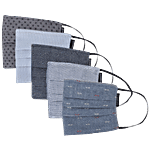 T BASE 2 Ply Reusable Reversible Cotton Face Mask 5 pcs