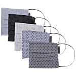 T BASE 2 Ply Reusable Reversible Cotton Face Mask 5 pcs