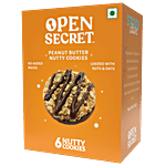 Open Secret Nutty Cookies - Peanut Butter, No Added Maida, 40-50% Nuts, Box of 6 Cookies 75 g