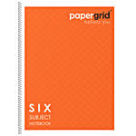Papergrid Spiral Notebook - Single Line, 6 Subjects, 300 Pages 1 pc