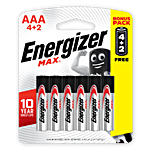 Energizer Max Alkaline Battery - Steel, AAA, 1.5 V 6 pcs Blister Pack