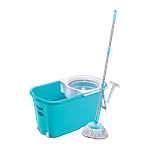 Prestige Spin Mop With Buckets - Plastic & Stainless Steel, With Rod, 6 Litre, With Refill, Blue 1 pc 