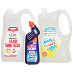 B-SAFE Advance Instant Hand Sanitizer Lemon 5L + Surface Disinfectant Cleaner - Added Lemon 5 L + Toilet Cleaner 500 ml Combo 10.5 L