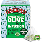 Borges Olive Leaf Infusion - Olive & Basil Leaves 15 g (1.5 g each x 10 Bags)